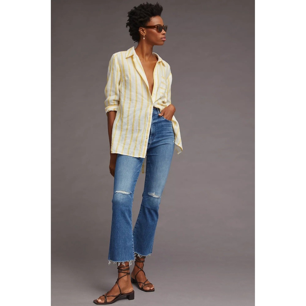 MOTHER The Hustler Ankle Fray Can't Stop Staring Distressed Blue Jeans 30